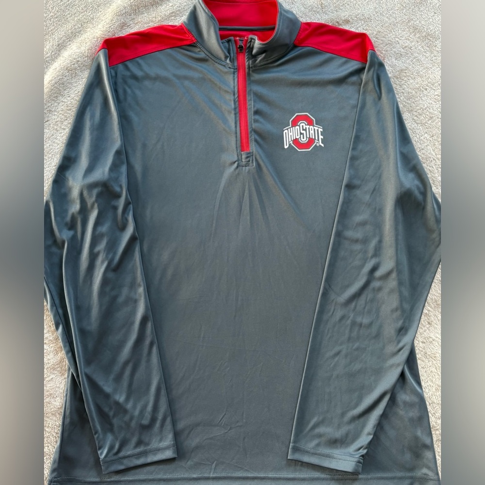 Ohio State Men's Gray and Red Pullover Jacket